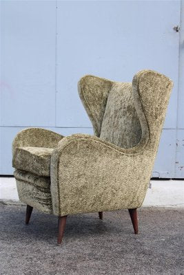 Velvet Lounge Chair attributed to Gio Ponti, 1950s-EH-1811364