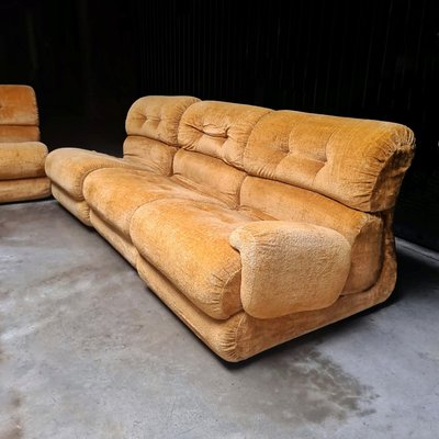 Velvet Modular Sofa, 1970s, Set of 5-PRS-1424822