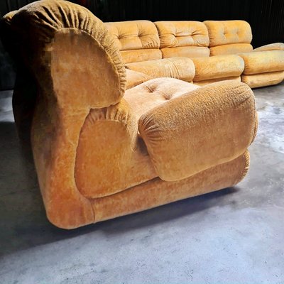 Velvet Modular Sofa, 1970s, Set of 5-PRS-1424822