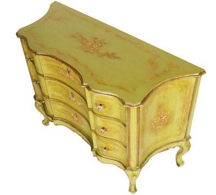 Venetian Baroque Hand-Painted Chest of Drawers with Edges in Gold Leaf from La Permanente Mobili Cantù, 1910-NJV-698621