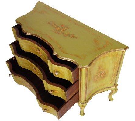 Venetian Baroque Hand-Painted Chest of Drawers with Edges in Gold Leaf from La Permanente Mobili Cantù, 1910-NJV-698621