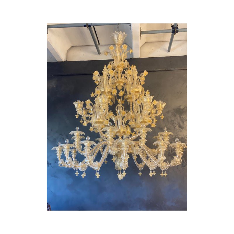 Venetian Ca Rezzionico Gold Murano Glass Chandelier by Simoeng