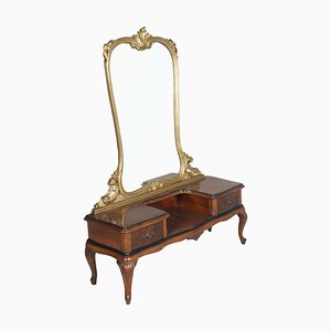 Venetian Carved Walnut & Burl Dressing Table, 1930s-NJV-585656