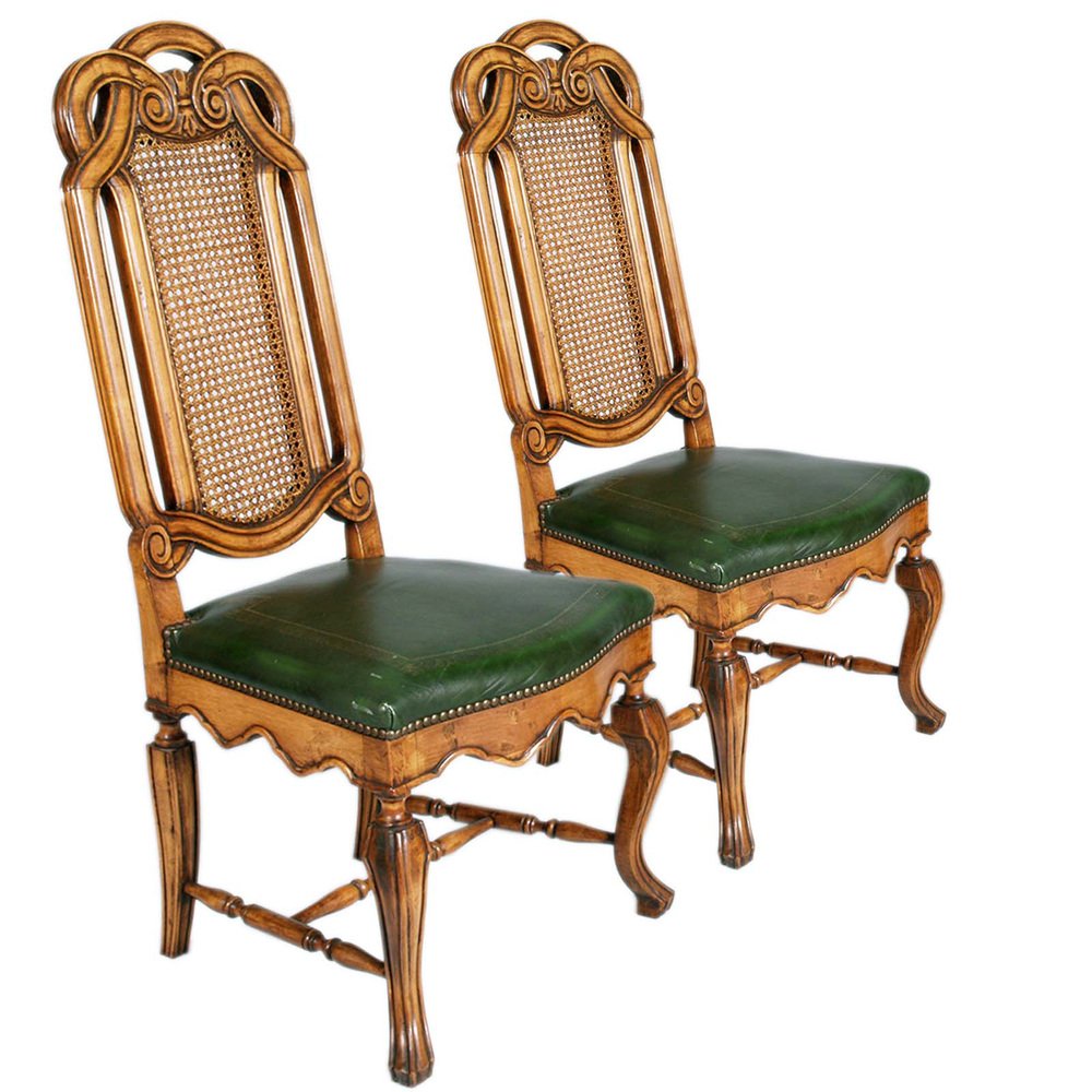 Venetian Chippendale Chairs in Walnut, 1960s, Set of 8