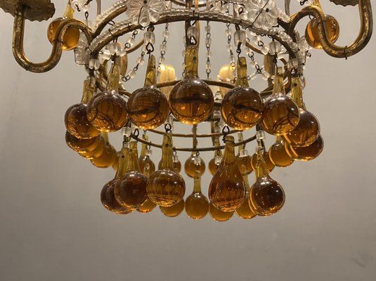 Venetian Gilded Murano Glass Drop Chandelier-JJC-1029632