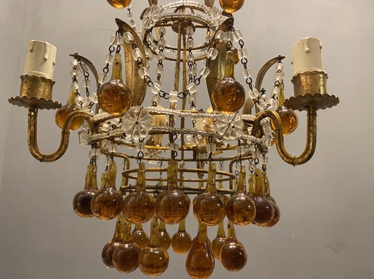 Venetian Gilded Murano Glass Drop Chandelier-JJC-1029632