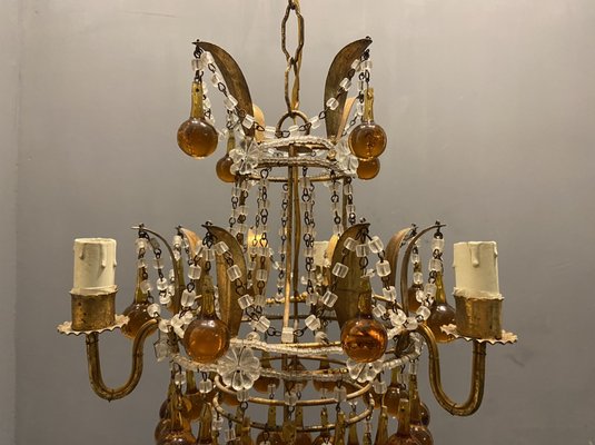 Venetian Gilded Murano Glass Drop Chandelier-JJC-1029632