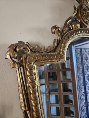 Venetian Gilt Wood Entrance Mirror and Wall Sconces, 1970, Set of 3-ZUW-1799541