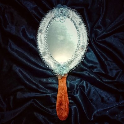 Venetian Glass Hand Mirror, 1970s-RGF-883546