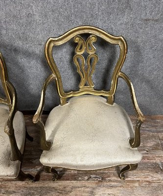 Venetian Louis XV Style Armchairs in Gilded Wood, 1900s, Set of 2-MWB-2016545