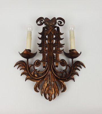 Venetian Mask Sconces in Wrought Iron, 1970s, Set of 2-LW-1750304