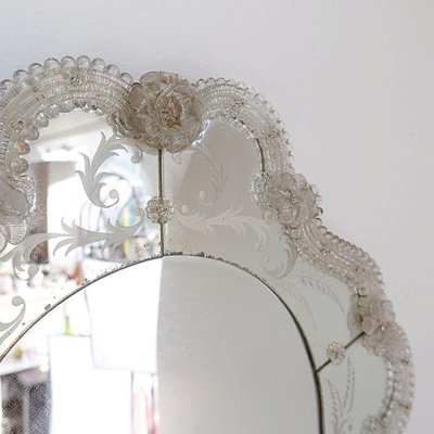 Venetian Murano Floral Wall Mirror-JG-1814918