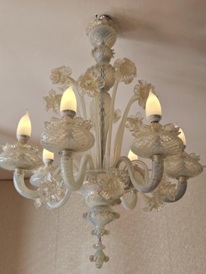 Venetian Murano Glass 6-Light Chandelier with Flower Decor, 1970-ZUW-1799339