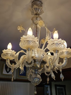 Venetian Transparent and Nuanced Murano Glass Chandelier, 1970s-ZUW-1799514