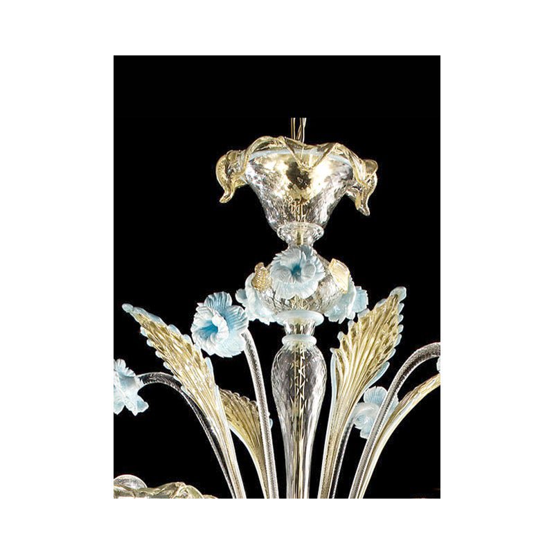 Venetian Transparent-Gold Murano Glass Chandeliers by Simoeng, Set of 2