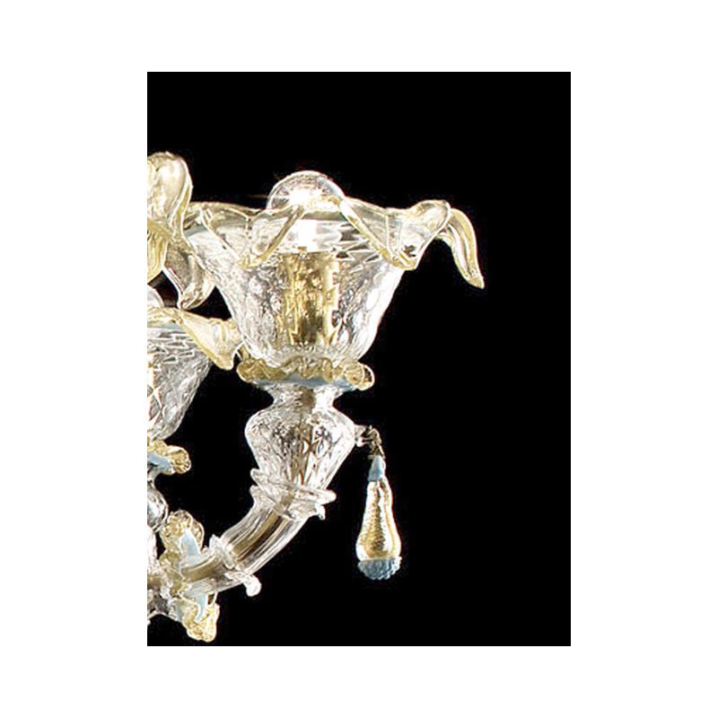 Venetian Transparent-Gold Murano Glass Chandeliers by Simoeng, Set of 2