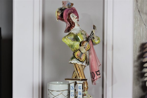 Venetian Troubadour Porcelain Statuette-UWJ-1117690