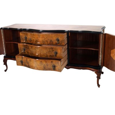 Venetian Walnut Credenza with Gold Leaf Mirror, 1920s-NJV-585197