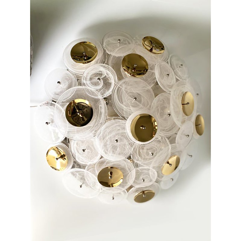 Venied-White Disks Murano Glass Flush Mount by Simoeng