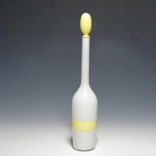 Venini Art Glass Bottle with Fasce Decoration in Yellow, 1950s