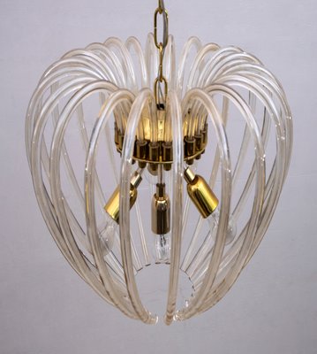 Venini Chandelier in Murano Glass and Brass by Paolo Venini for Venini, Italy, 1950s-FER-906378