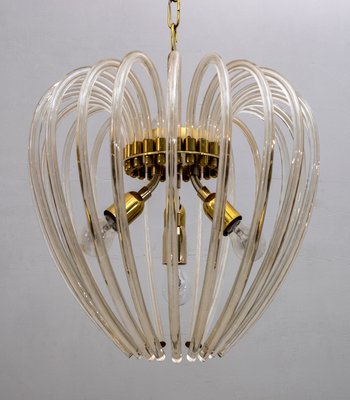 Venini Chandelier in Murano Glass and Brass by Paolo Venini for Venini, Italy, 1950s-FER-906378