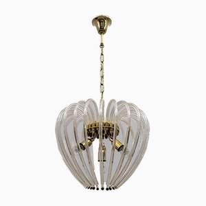 Venini Chandelier in Murano Glass and Brass by Paolo Venini for Venini, Italy, 1950s-FER-906378