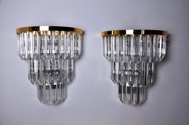 Venini Glass Crystal Wall Lights, 1970, Set of 2-EJE-1170523