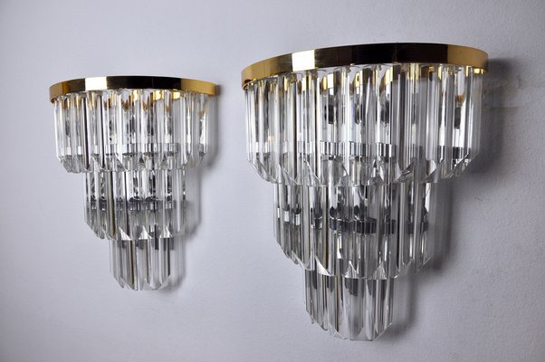 Venini Glass Crystal Wall Lights, 1970, Set of 2-EJE-1170523