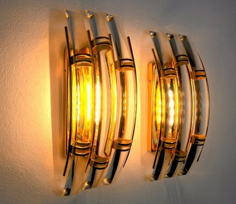 Venini Glass Walls Lights, Italy, 1970, Set of 2-EJE-1170517