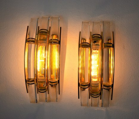 Venini Glass Walls Lights, Italy, 1970, Set of 2-EJE-1170517