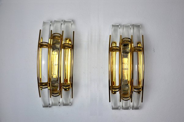 Venini Glass Walls Lights, Italy, 1970, Set of 2-EJE-1170517