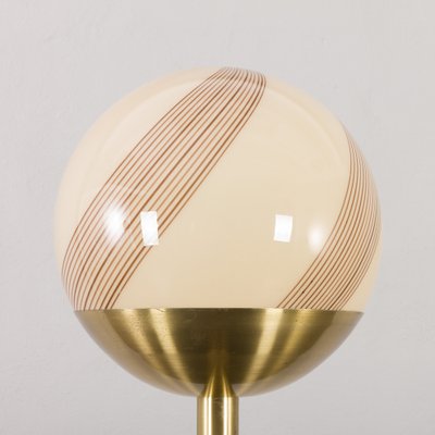 Venini Italian Brass Floor Lamp with Murano Swirl Globe attributed to Paolo Venini, Italy, 1970s-UE-1702482