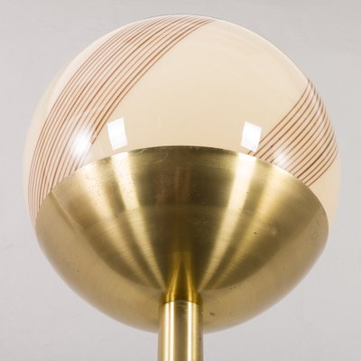 Venini Italian Brass Floor Lamp with Murano Swirl Globe attributed to Paolo Venini, Italy, 1970s-UE-1702482