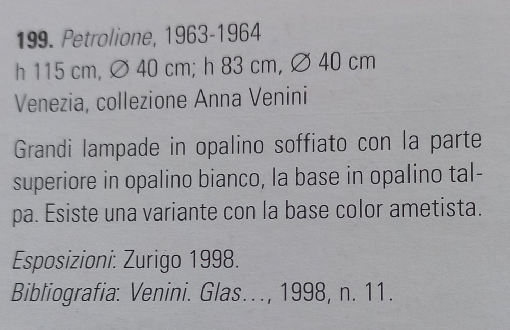 Venini Large Floor Lamp 'Petrolione' in Incamiciato Opaline Glass, 1960s