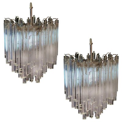 Venini Style Chandeliers in Murano with 92 Trasparent Prism, 1990-OVO-1235336