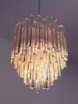 Venini Style Chandeliers in Murano with 92 Trasparent Prism, 1990-OVO-1235336