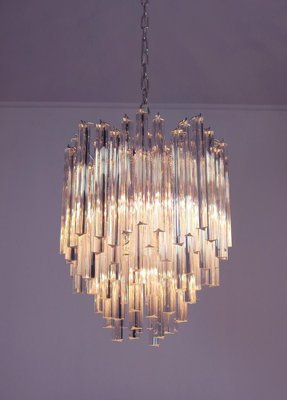 Venini Style Chandeliers in Murano with 92 Trasparent Prism, 1990-OVO-1235336