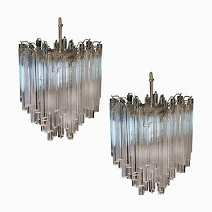 Venini Style Chandeliers in Murano with 92 Trasparent Prism, 1990-OVO-1235336