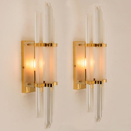 Venini Style Murano Glass and Brass Sconces, Italy, Set of 2