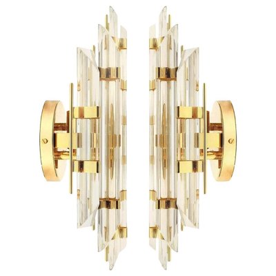 Venini Style Murano Glass and Gold-Plated Sconces, Italy, Set of 2-VDW-885970