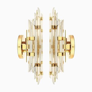 Venini Style Murano Glass and Gold-Plated Sconces, Italy, Set of 2-VDW-885970