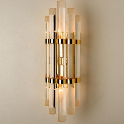 Venini Style Murano Glass & Gilt Brass Sconces, 1960s, Set of 2-VDW-1293717