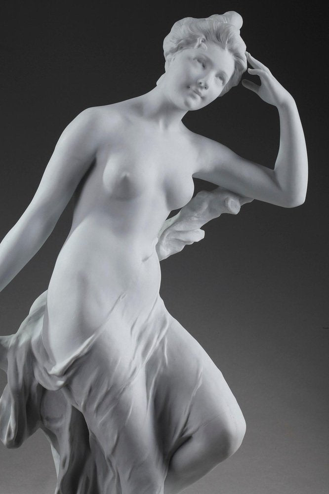 Very Large Art Nouveau Bisque Sculpture of Bather