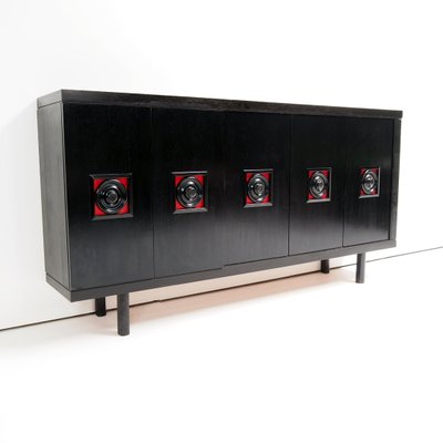 Very Large Brutalist Black Sideboard, Belgium, 1960s-SV-941002