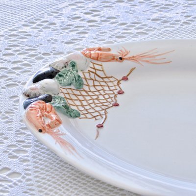 Very Large Shellfish and Lobster Dish in Portuguese Majolica, 1980s-SHG-2041926