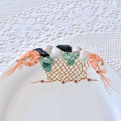 Very Large Shellfish and Lobster Dish in Portuguese Majolica, 1980s-SHG-2041926