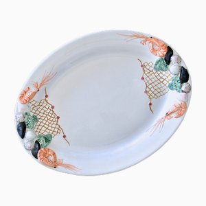 Very Large Shellfish and Lobster Dish in Portuguese Majolica, 1980s-SHG-2041926