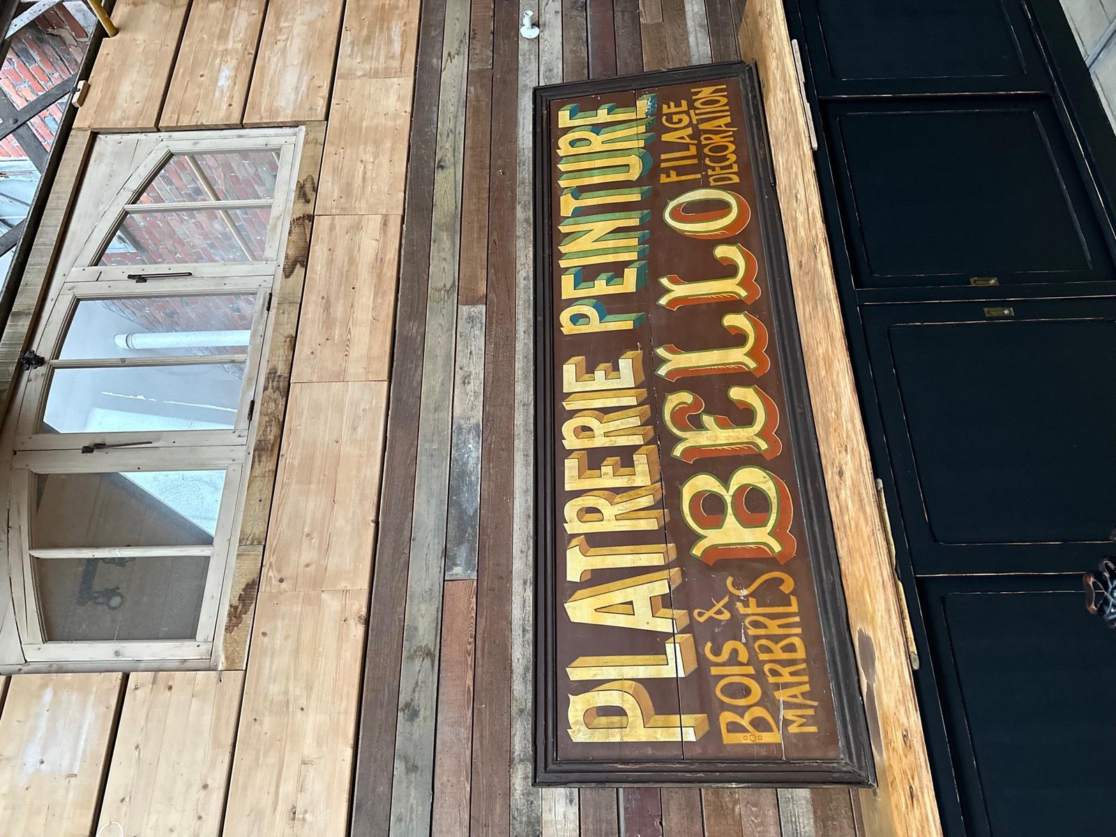 Very Large Sign Painted on Wood, 1950s