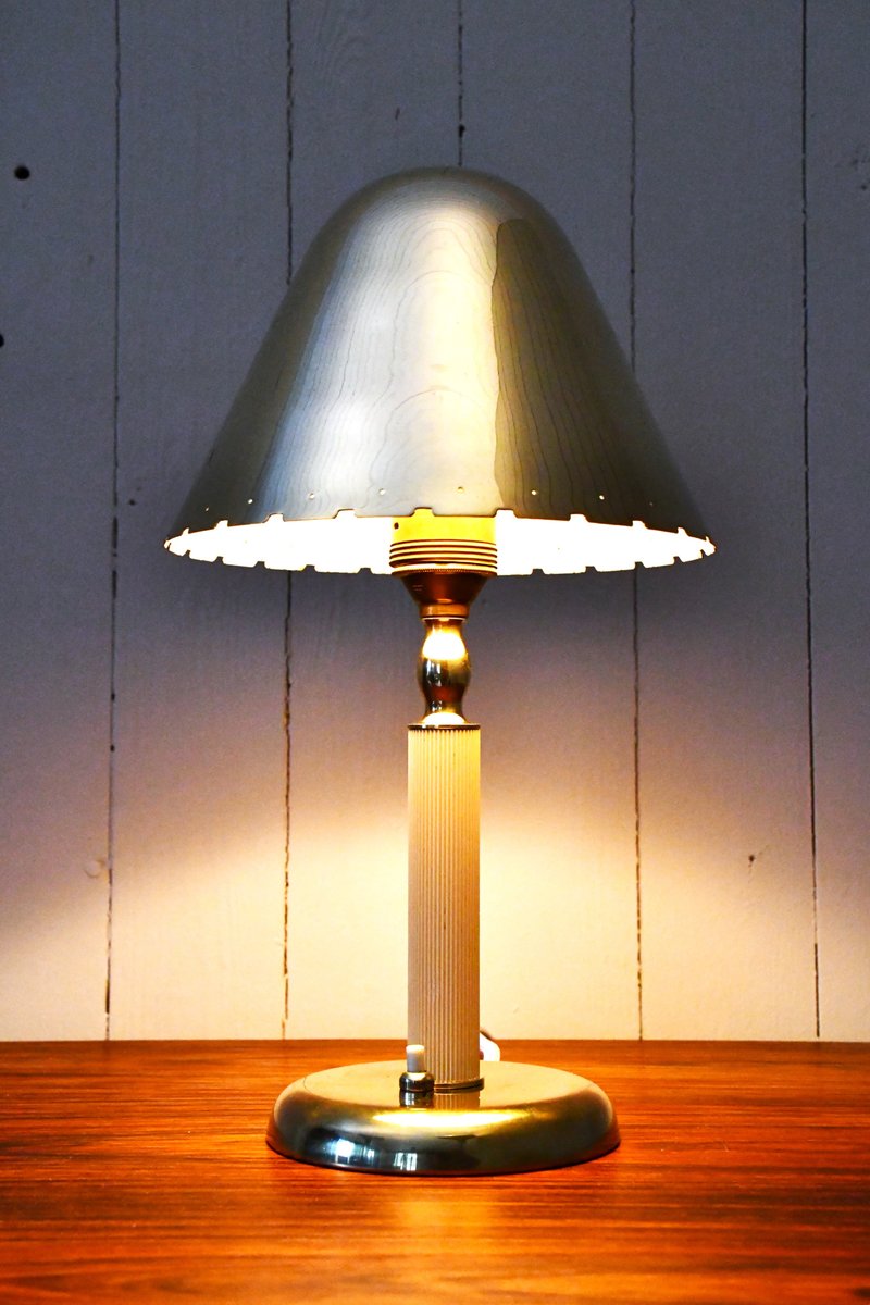 Very Rare Swedish Grace Period, Brass Table Lamp by Harald Notini for Böhlmarks 1930s